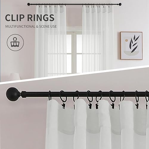 Miniatura 6 de CUCRAF Paneles de cortinas traslúcidas para sala de estar, dormitorio, tratamiento de semi ventana, bolsillo para barra de gasa (blanco hueso, 54