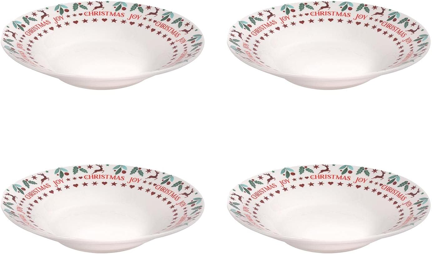 RSW Harvey and Mason Set Of 4 Side Bowls Joy Range Porcelain Festive Christmas Dinner Setting Decor Soup Ice Cream