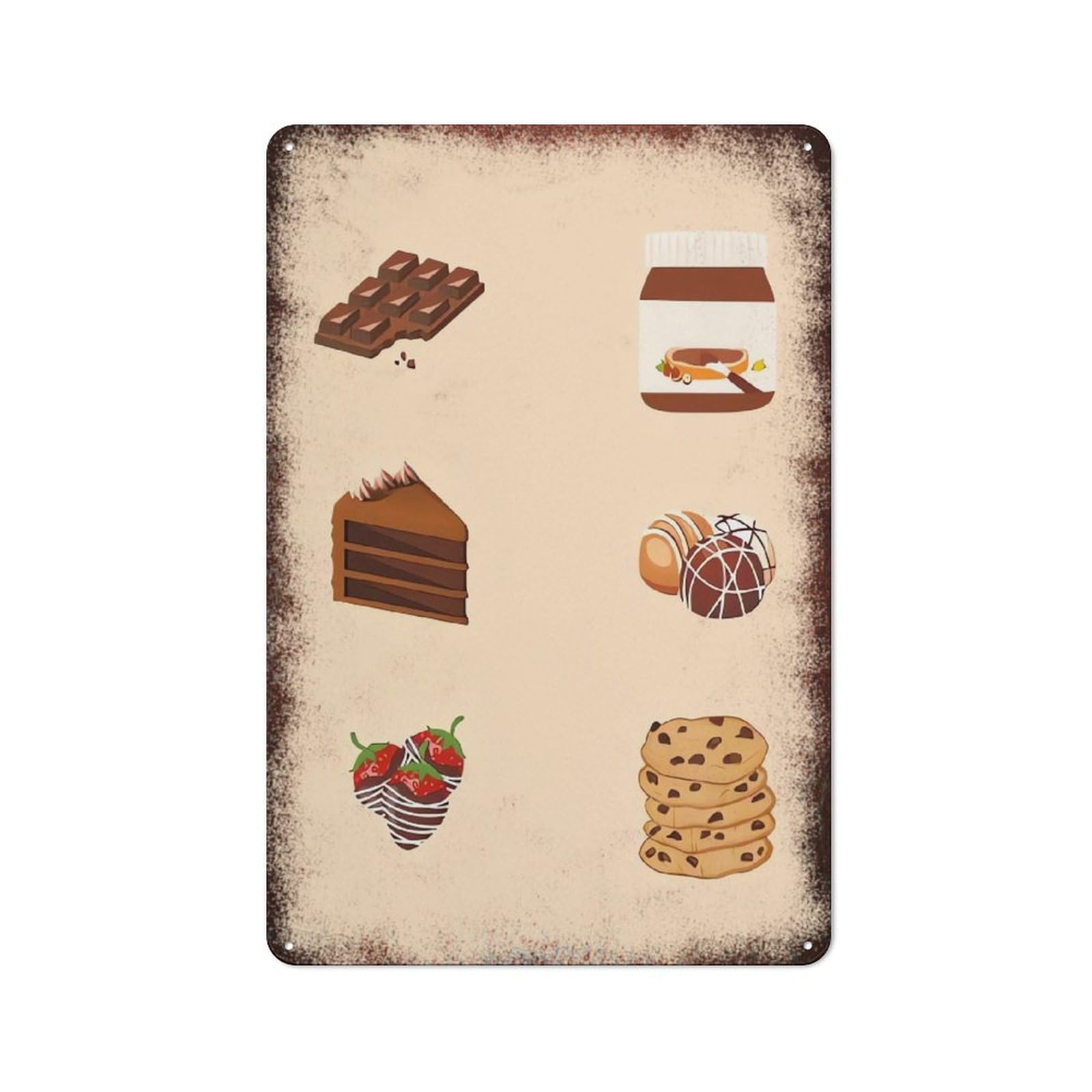 peiyeety Metal Tin Sign Assorted Desserts Pattern Vintage Rustic Wall Art Kitchen Bathroom Bedroom Living Room Cafe Farmhouse Entryway Office Garage Home Bar Laundry Room Porch Patio 6x8 Inch