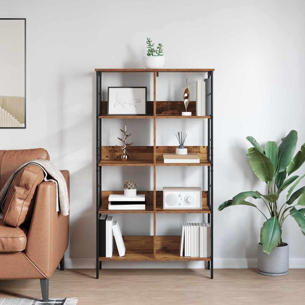 Étagère bibliothèque en Bois d'ingénierie avec Cadre en Acier de 8 Niveaux 82 x 32 x 144,5 cm pour Salon Bureau Chambre Meuble de Rangement Pratique et Durable