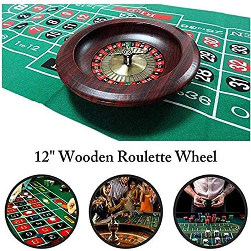 DKULMN Roulette Wheel,12inch Wooden Roulette Wheel Set Turntable Leisure Table Games for Adults Practical, Game Night Essential