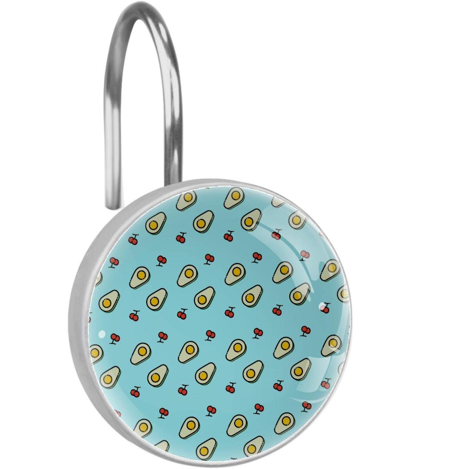 Crochets pour rideau de douche en acier bleu, parfaits pour une salle de bain fruitée