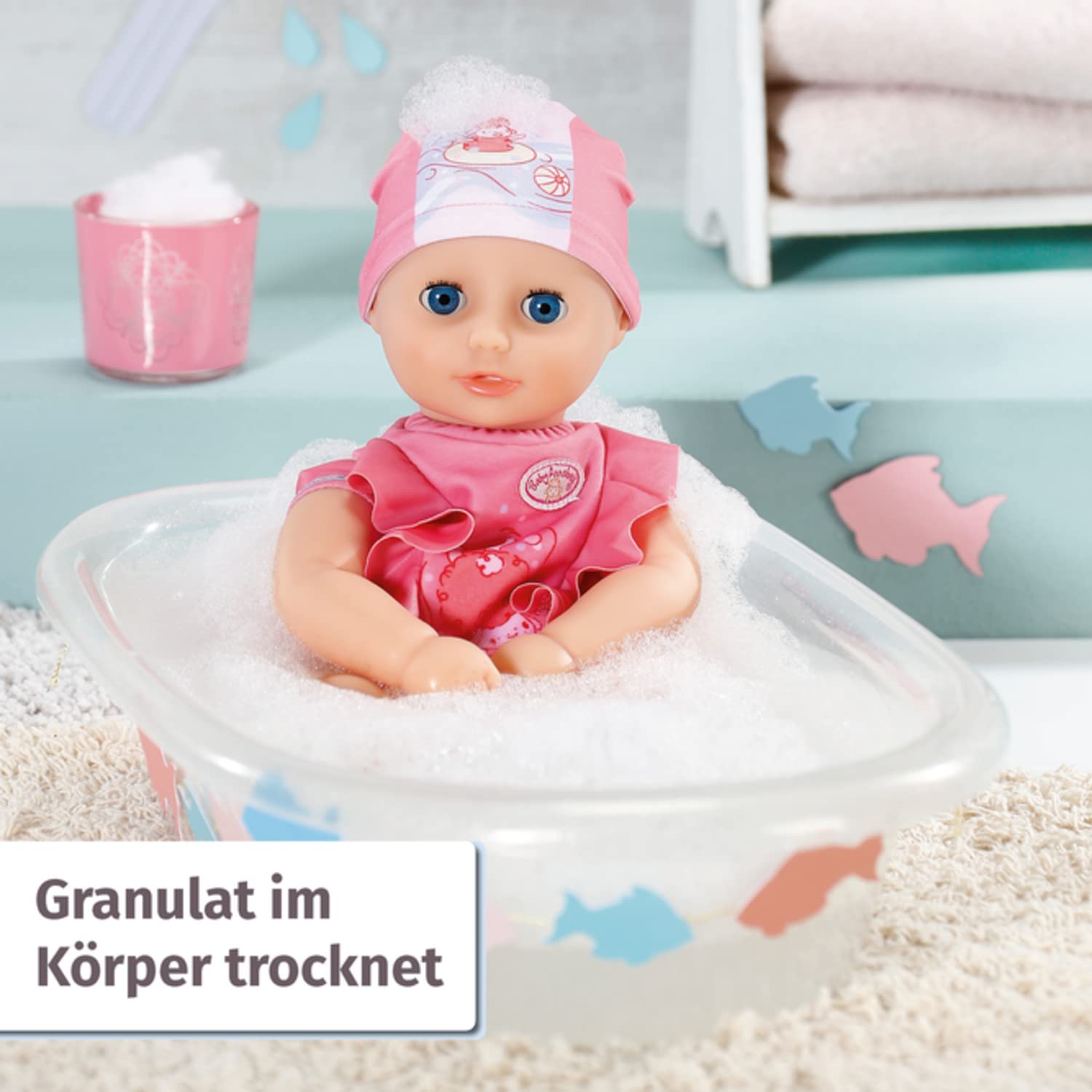 Baby Annabell My First Bath Annabell30cm, weiche Badepuppe mit Stoffkörper und Schlafaugen mit Badeanzug und Mütze, 30 cm große Puppe, 707227 Zapf Creation