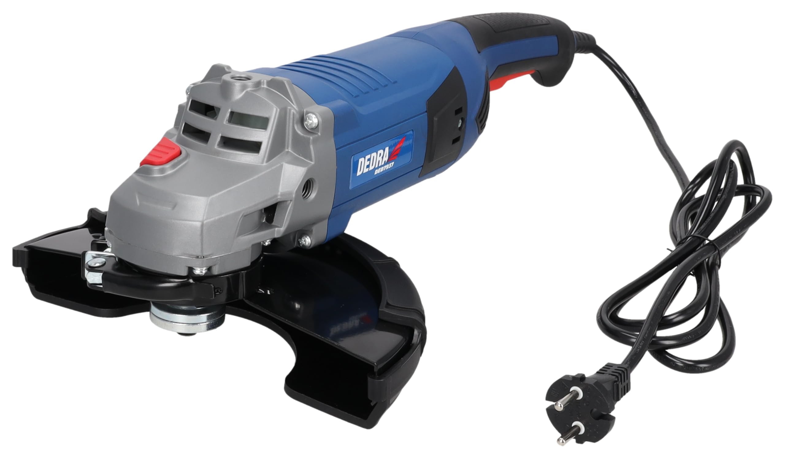 Szlifierka kątowa DEDRA DED7937 z systemem łagodnego rozruchu Ø 230 mm, mocna 2100 W, wysoka prędkość 6500 obr./min, softgrip, waga 5,1 kg, dodatkowy uchwyt, uniwersalny gwint M14