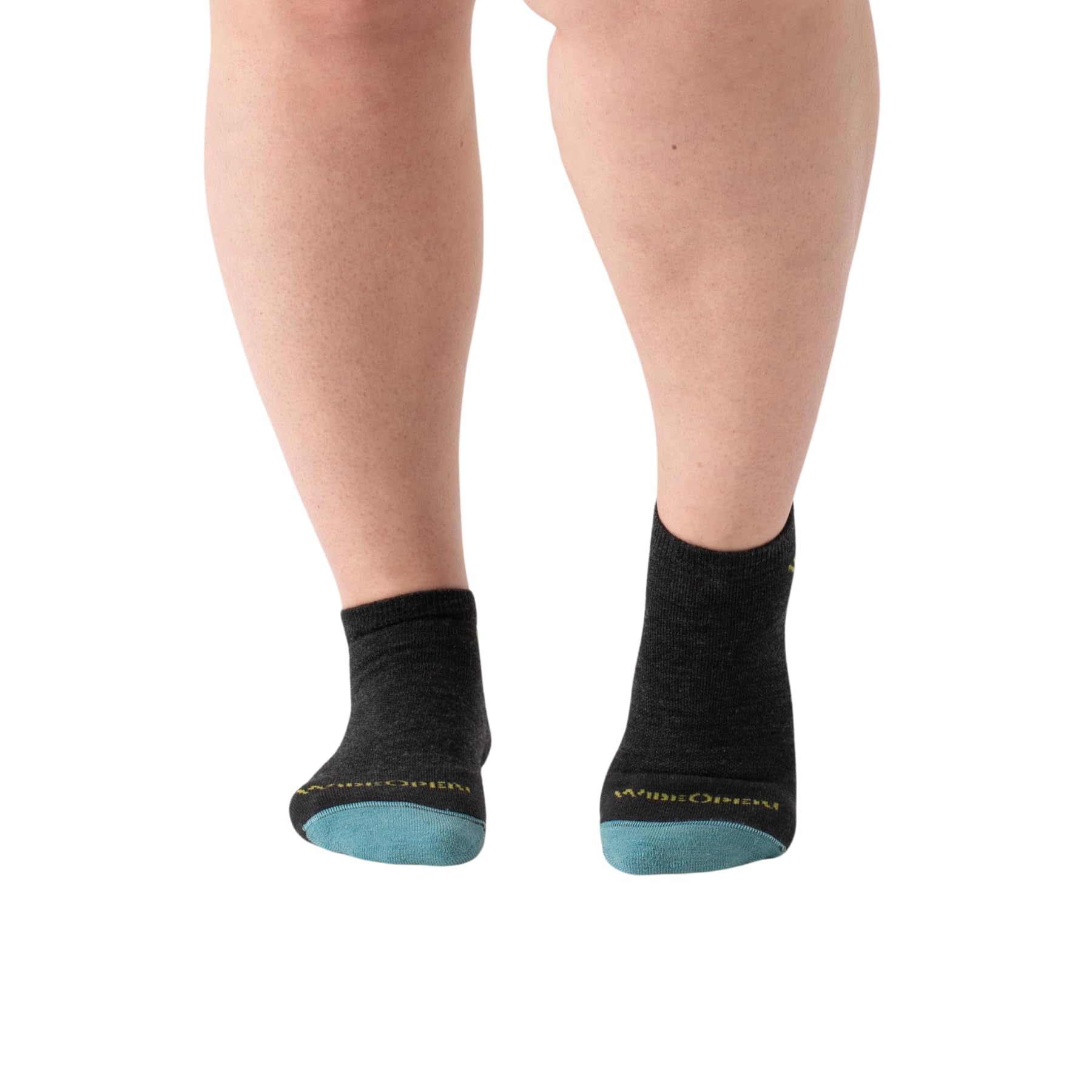 Wide Open No Show Women's Socks - Merino Wool Socks for Women, Everyday Wide, Ankle for Wide Feet - Charcoal, Medium