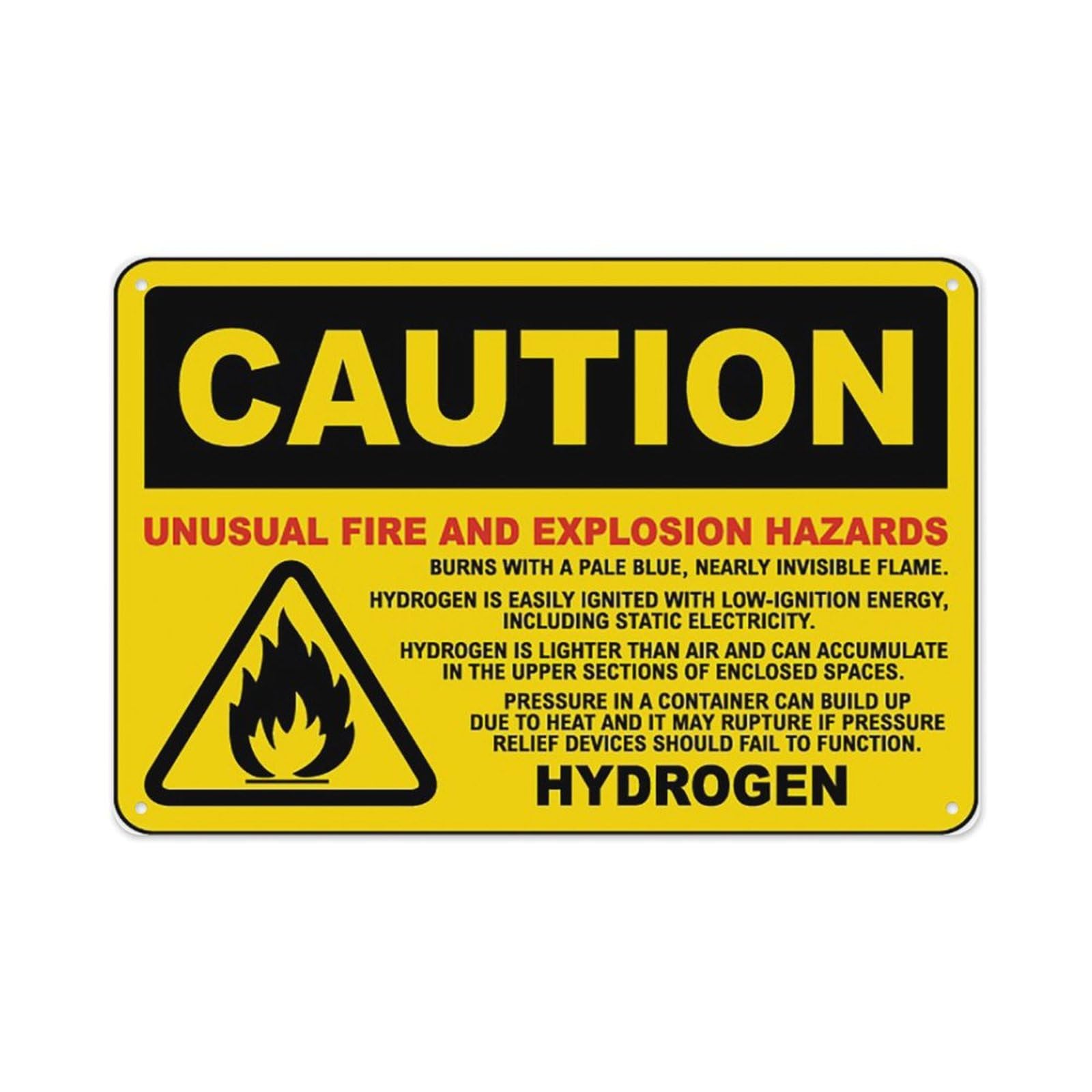 peiyeety Hydrogen Fire And Explosion Hazard Sign Aluminum Tin Warning Signs For Home Outdoor Garden 12X16 Inches