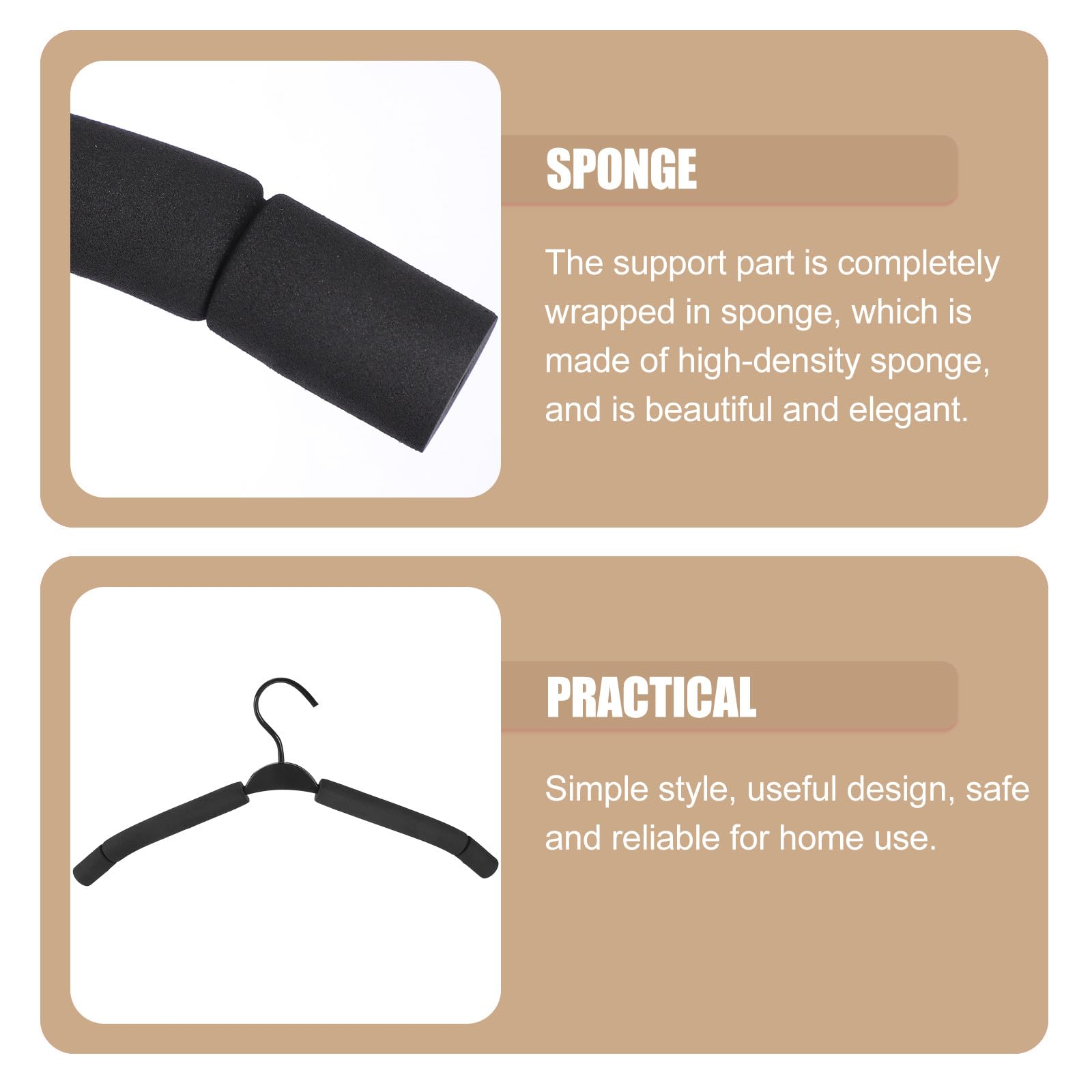 PACKOVE Set di 10 Grucce per Pantaloni in Spugna Nera Antiscivolo, Facili da Usare Organizzare Abbigliamento in Camera o Bagno