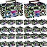 24pcs 80s 90s Novelty Party Favor Boom Boxes Back to The 80s Hip Hop Theme Retro Radio Gift Boxes for Birthday 1980 Party Pecorations