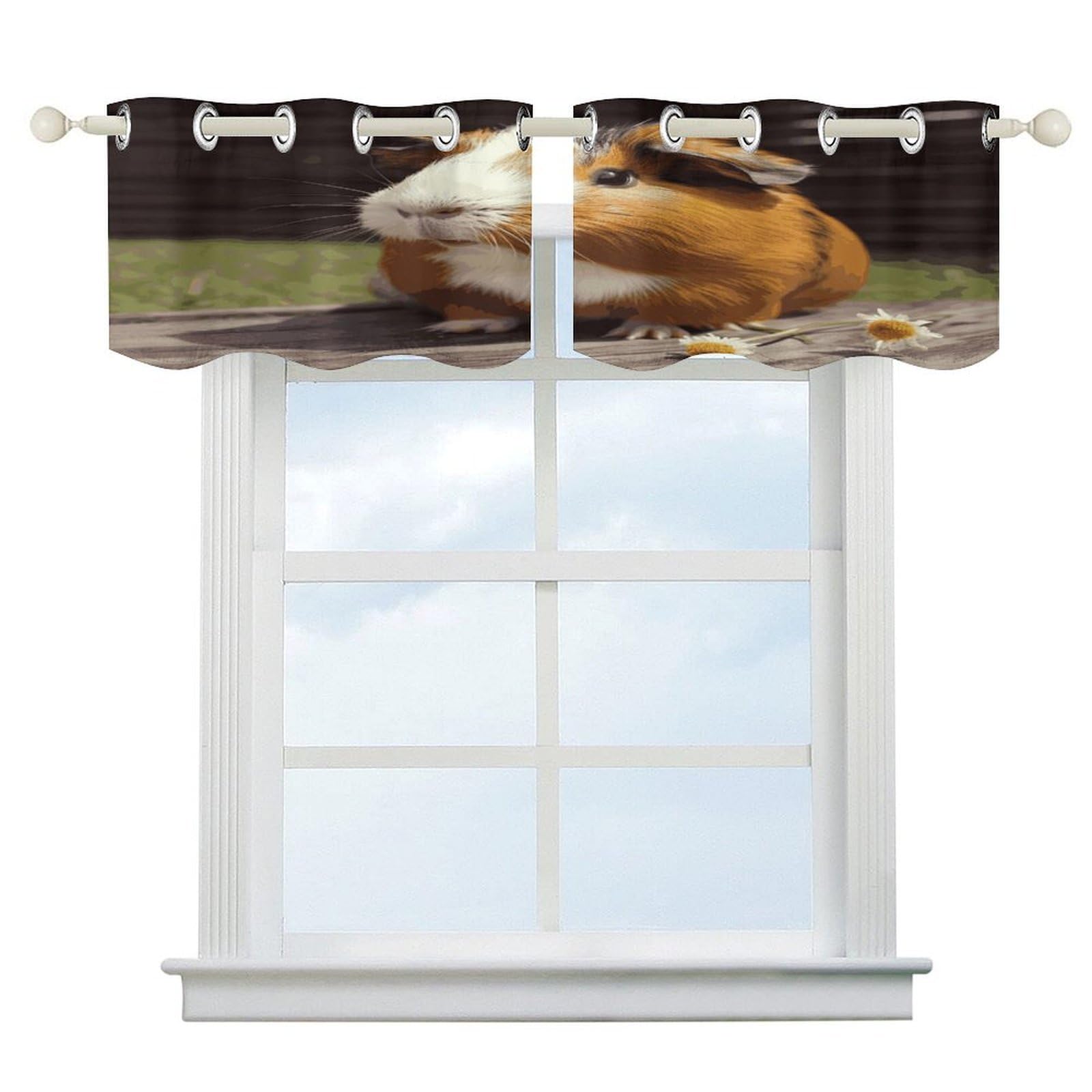 Cortinas opacas cortas para ventanas de dormitorio con bolsillo de cortinero y cenefa moderna