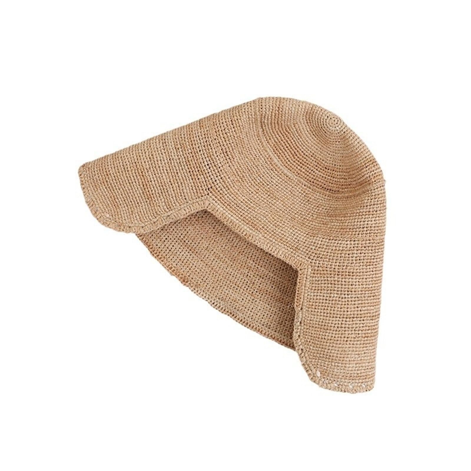 Generico Cappello da Donna a Tesa Larga in Paglia Lafite, Cappello da Pescatore Pieghevole in Stile Coreano Giapponese, Parasole Estivo a Testa Grande