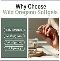 Vista 4 de Cápsulas de aceite de orégano silvestre vegano orgánico, 86-90% Carvacrol – 10000 mg de aceite de orégano por cápsula blanda – Apoyo inmunológico