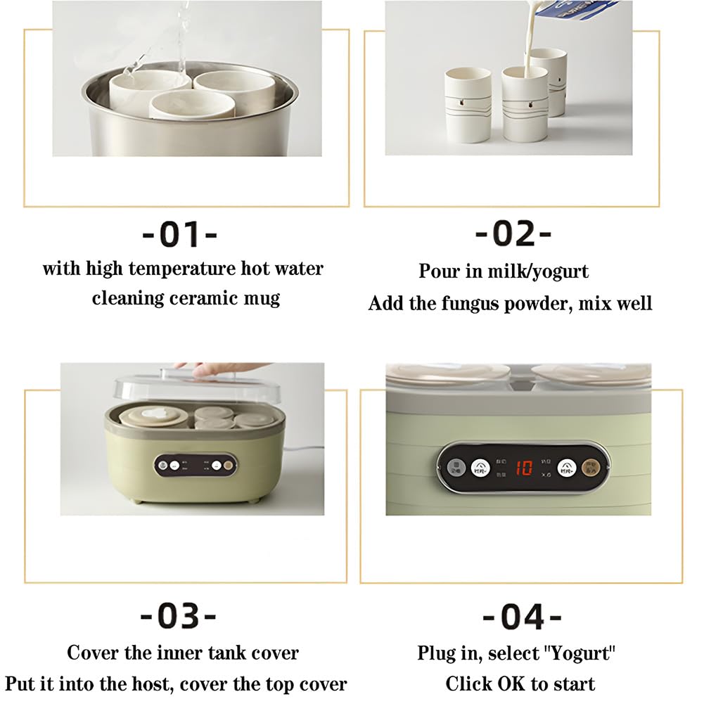 Yaourtière Multifonctionnelle,Mini Machine À Vin De Riz Automatique Faite Maison Avec Écran Tactile Intelligent,2 Grandes Et 6 Petites Tasses For Des Desserts Sains Et Frais À Faible Teneur En Calorie