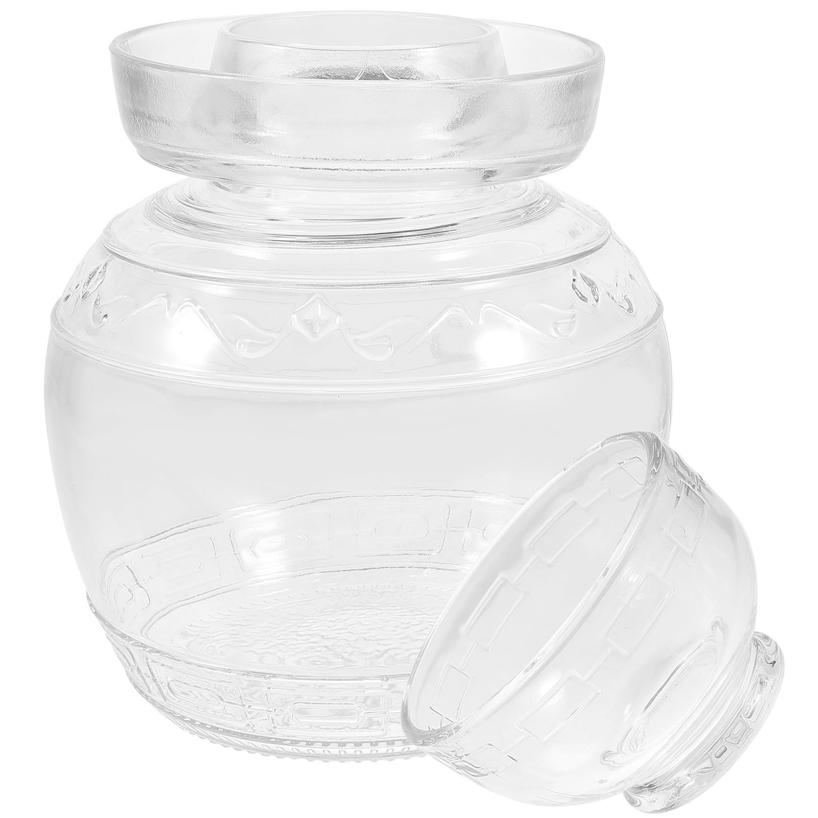 Tarro de Cristal para Fermentación y Encurtidos de Cocina, Vidrio Transparente, Capacidad 1.5 Litros (3 Jin), Tapa Hermética Sellada, Frasco para Almacenar Alimentos Frescos