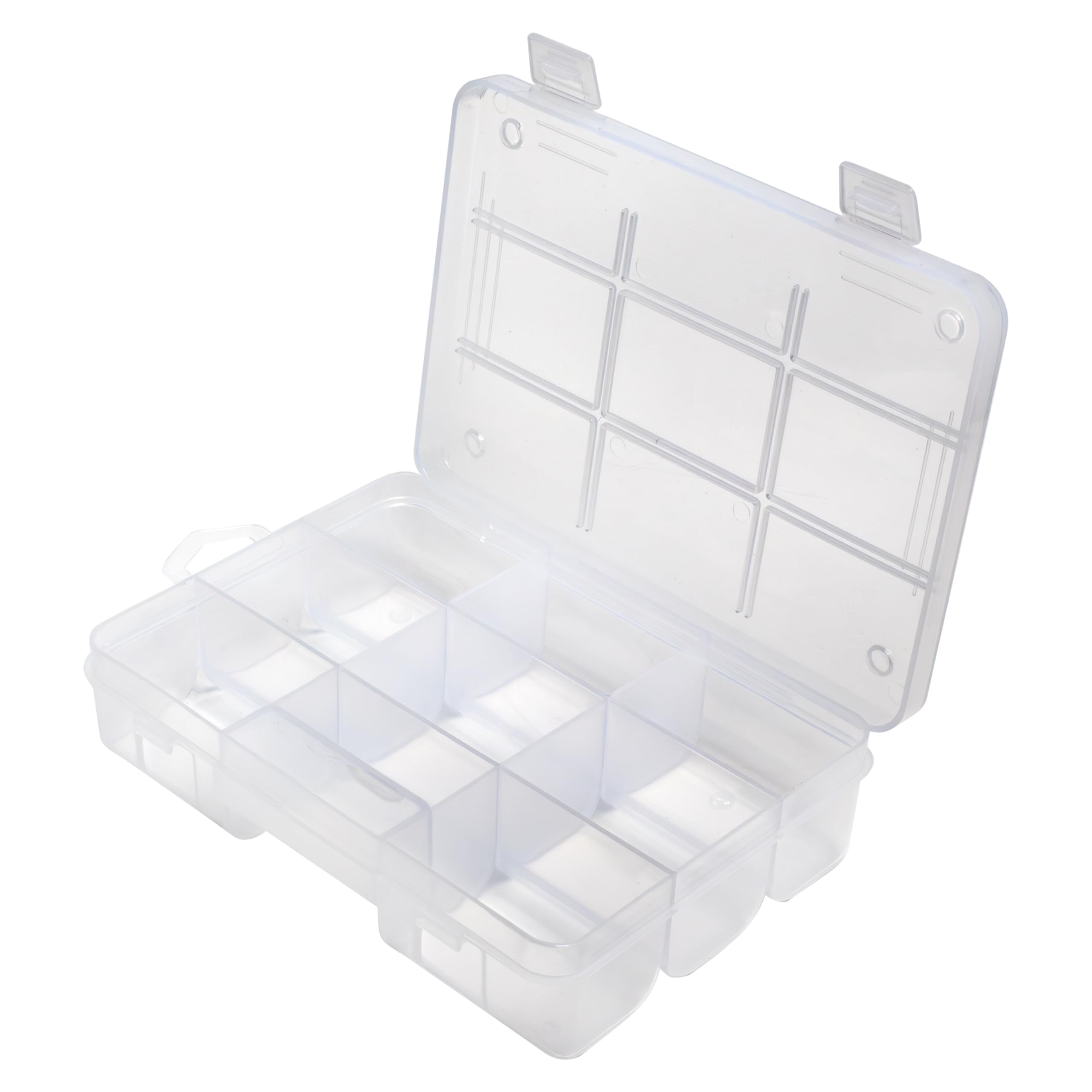 The Beadsmith Plastikowe pudełko do przechowywania – organizer z 9 przegródkami, 7,3” dł. x 5,25” szer. x 1,75” wys., służy jako organizer na biżuterię lub do przechowywania małych przedmiotów