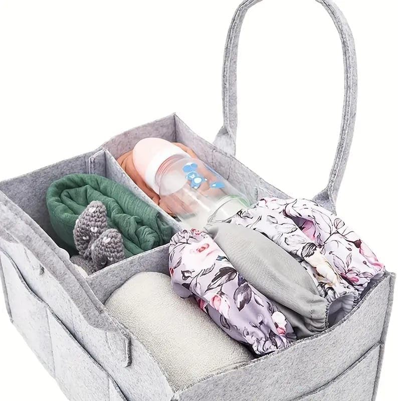Bebek Bakım Çantası Düzenleyici, Keçe Malzeme, Gri Renk, Taşınabilir Bölmeli Organizatör - Görsel 1