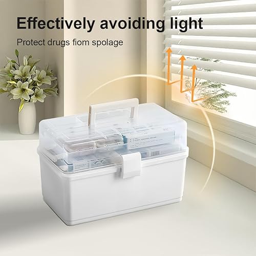 Miniatura 3 de Hershii Contenedores de almacenamiento médico de plástico, organizador de caja de medicamentos, kit de primeros auxilios para emergencias en el