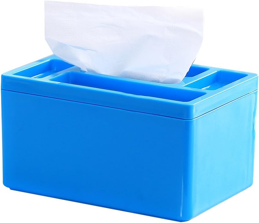 Zasa Multifunction Plastic Storage Tissue Box Cover Holder Case for Home Office Car Bathroom (Blue)
