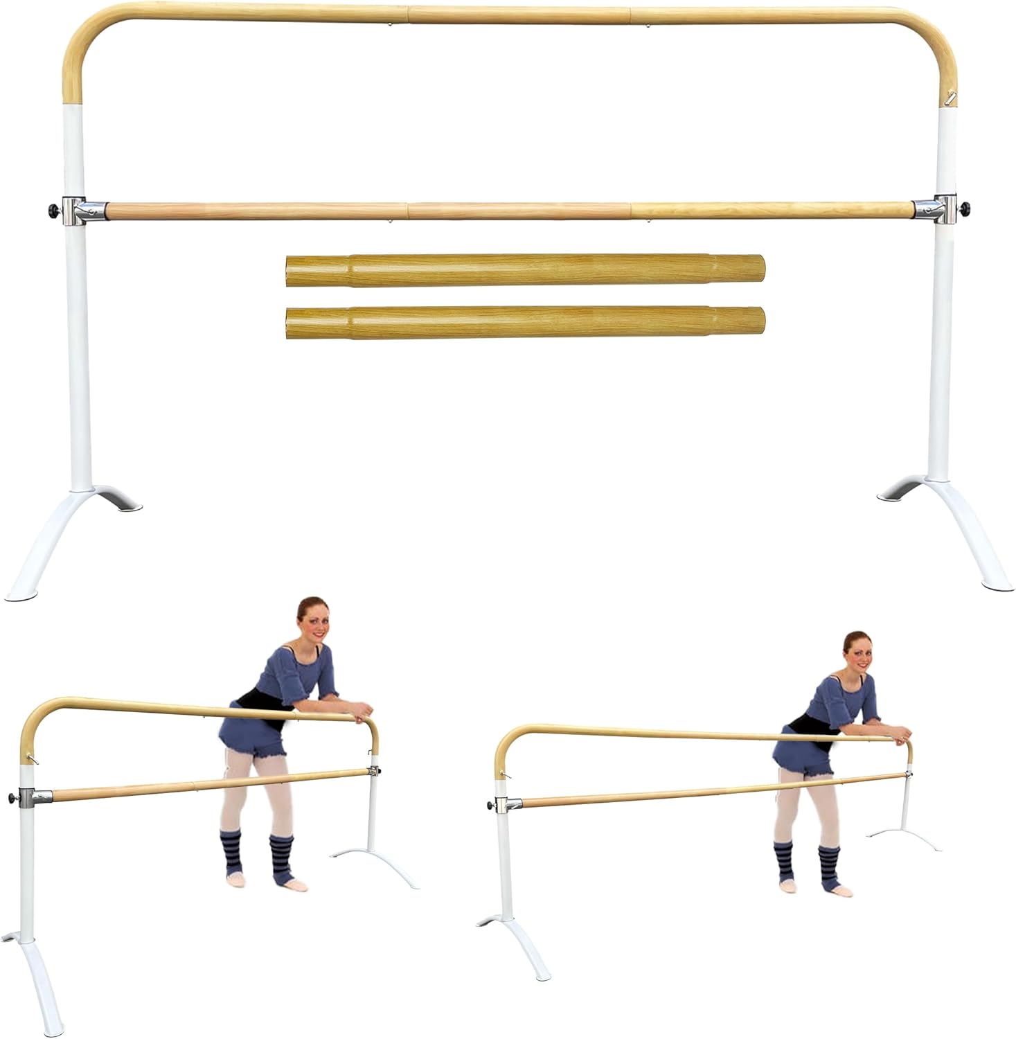 Extension for 6Ft Double Bar Curved Ballet Barre 25"/2Ft – Add-On Only, Not a Standalone Barre – Compatible with 6Ft Double Bar Ballet Barre
