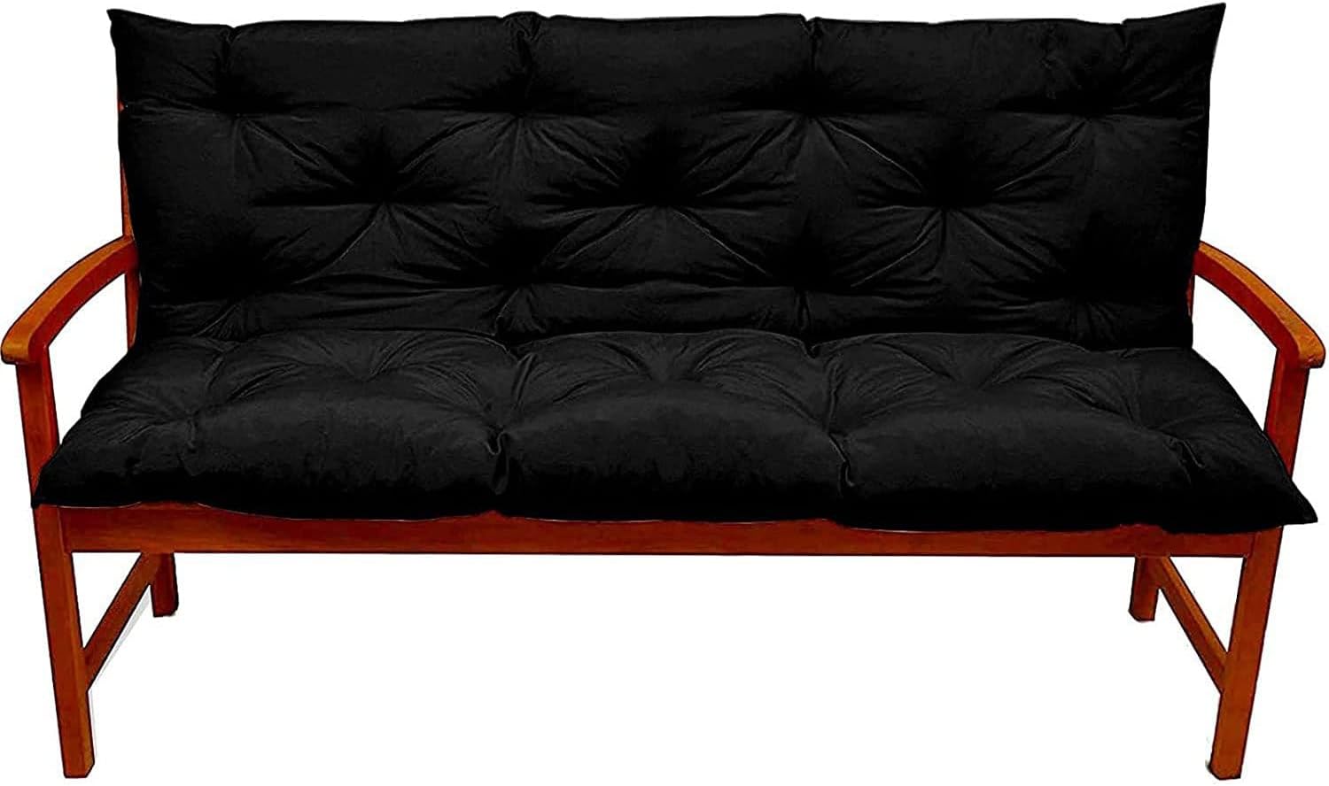 Bench Pads Outdoor Cushions, 2 or 3 Seater Waterproof Bench Cushion with Backrest, Porch Swing Replacement Cushions for Outdoor Furniture (Black 40 x 60 in)