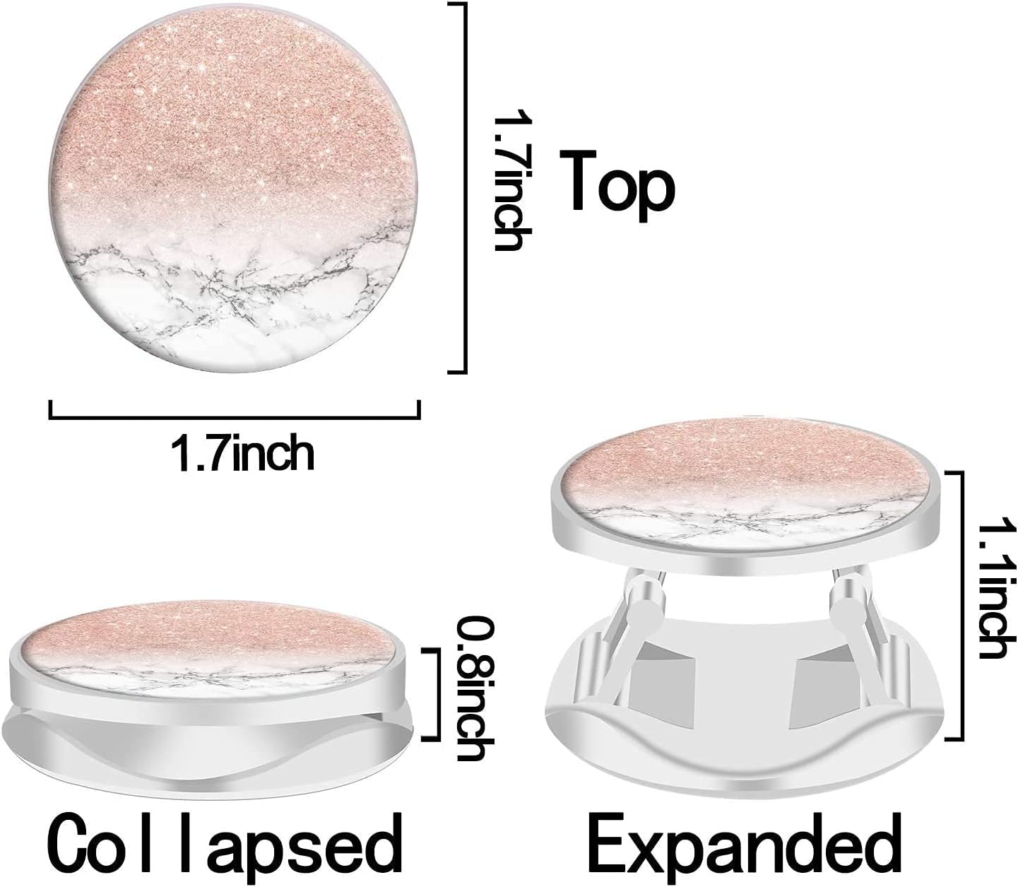 Expanding Stand and Grip for Smartphones and Tablets, Multi-Function Mounts and Stands Kit Car Mount iPhone Holder Collapsible - (Rose Gold Marble)