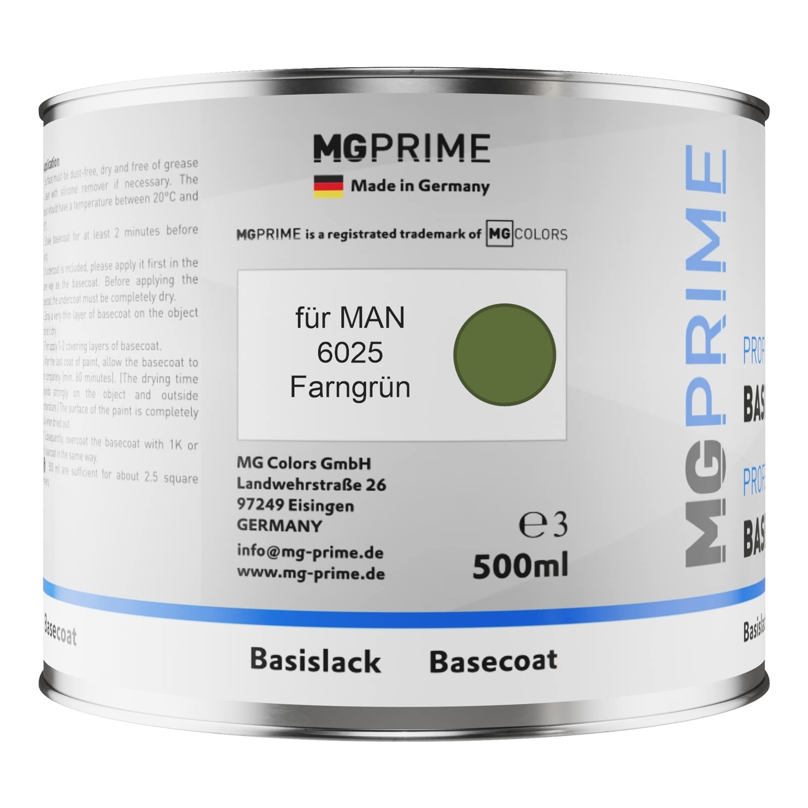 MG PRIME Kit pots de Peinture voiture pour MAN 6025 Farngrün 1,25L