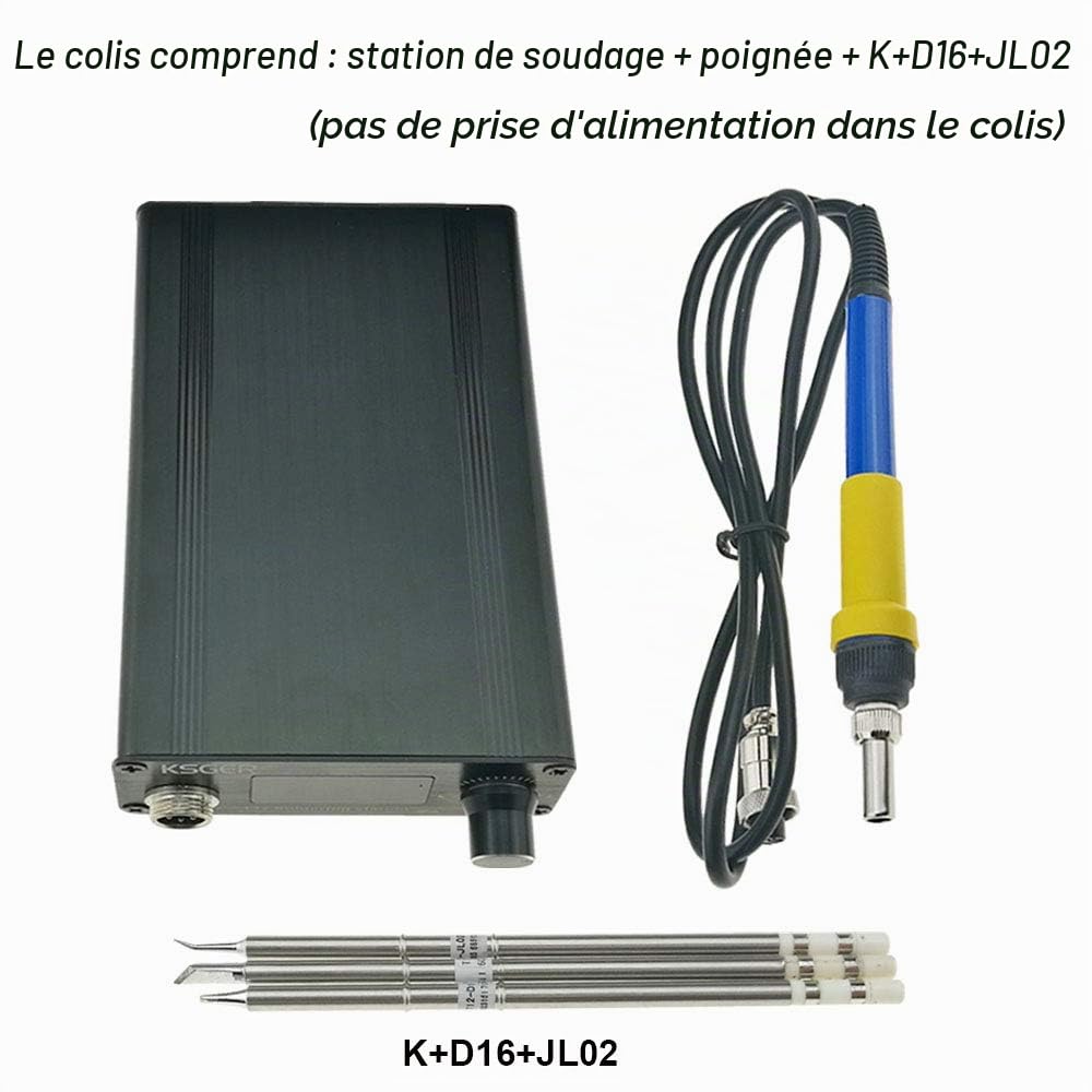 Station de fer à souder T12 OLED DIY STM32 V2.1S Contrôleur de température électronique Embouts de fer à souder Poignée en alliage d'aluminium Boîtier en alliage d'aluminium Équipements
