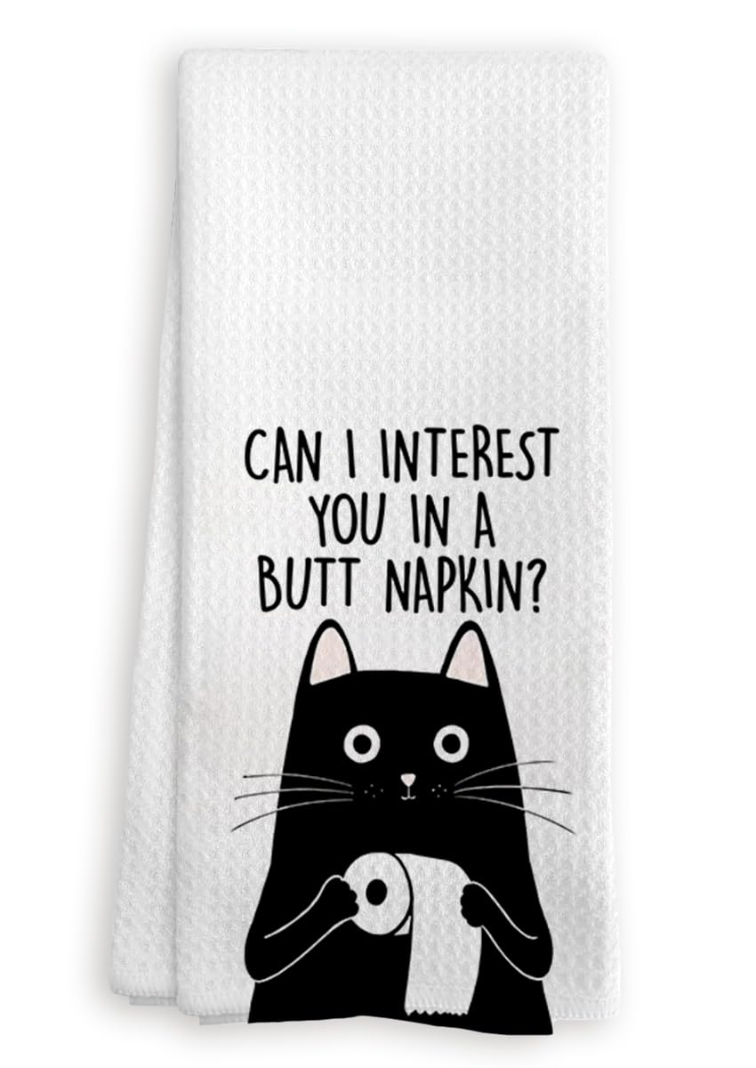 Toallas de mano muy absorbentes de 24 x 16 pulgadas con divertido diseño de gato