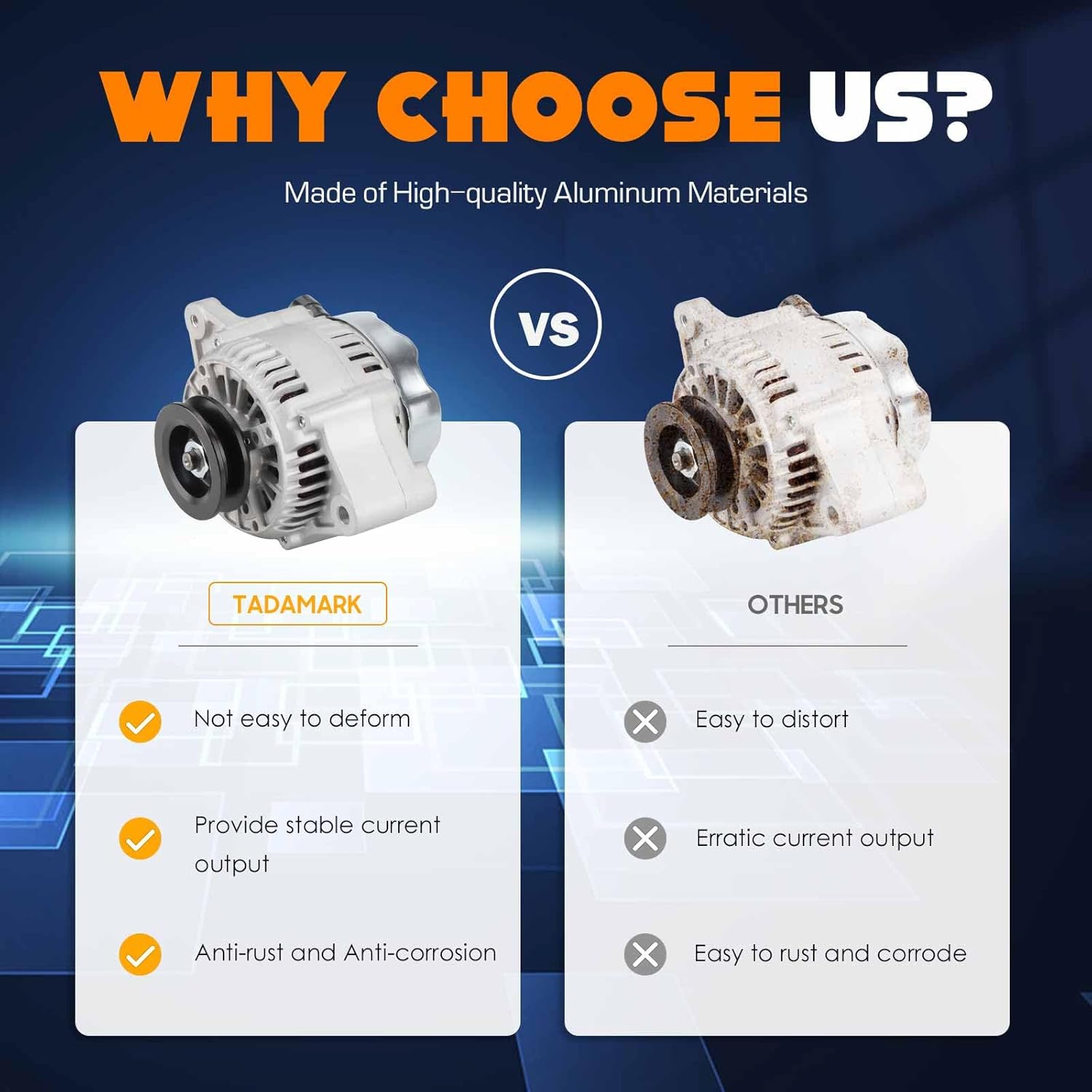 New Alternator 2.4L Fit for Toyota 4Runner 1985-1991, for Toyota 4Runner 1992 (Automatic Transmission), for Toyota Celica 1985, for Toyota Pickup 1985-1991, 70 Amp 12V CW, 334-1685 AND0079 113077