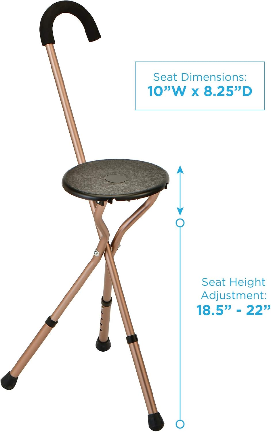 NOVA Folding Seat Cane, Lightweight & Adjustable, Great for Travel, Events & Walking