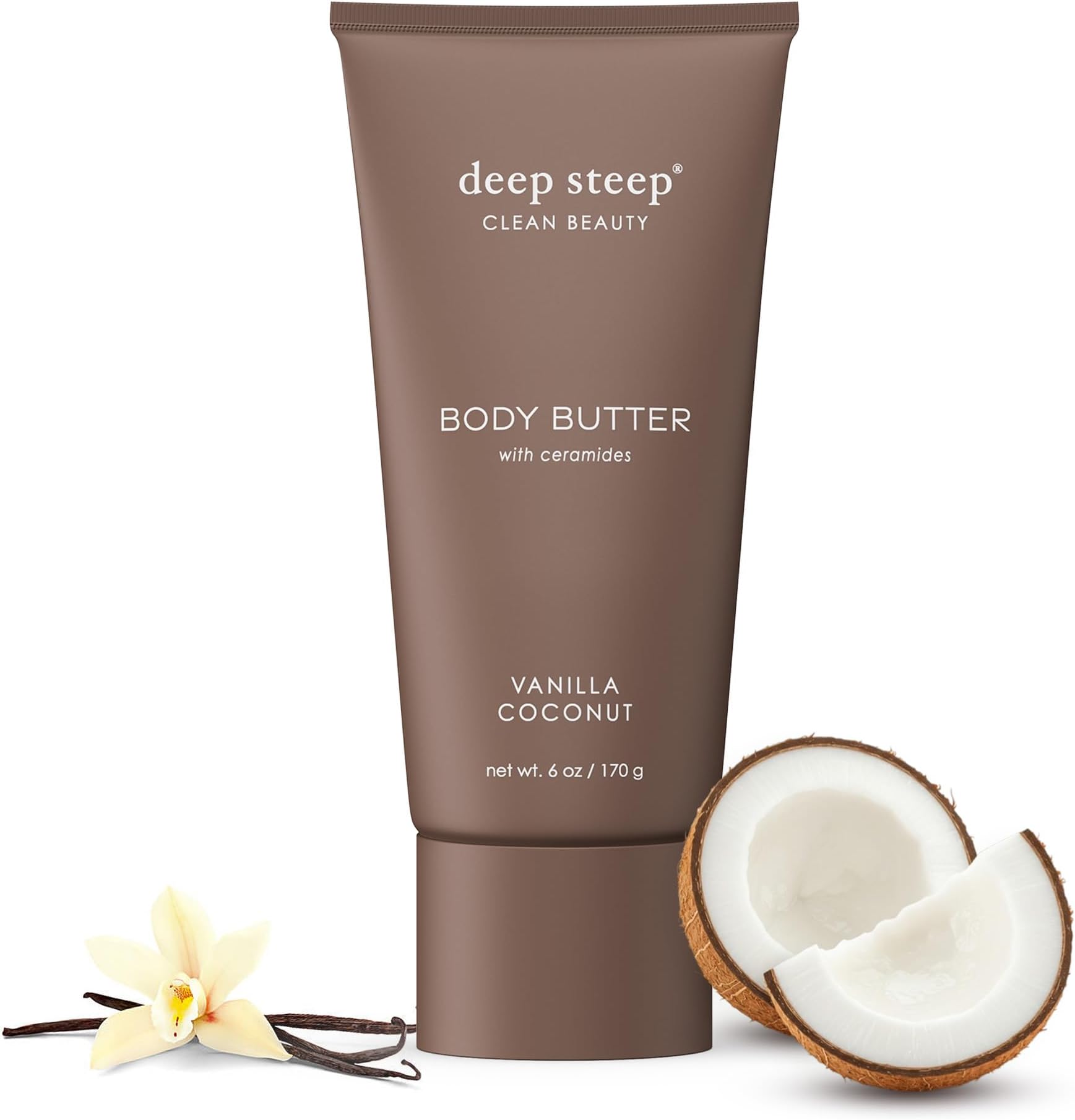 Body Butter, 6 oz – Rich Moisturizer with Ceramides, Coconut Oil, Argan Oil & Aloe Vera – Vegan, Clean Beauty, Smooth & Hydrated Skin (6 Ounces, Vanilla Coconut)