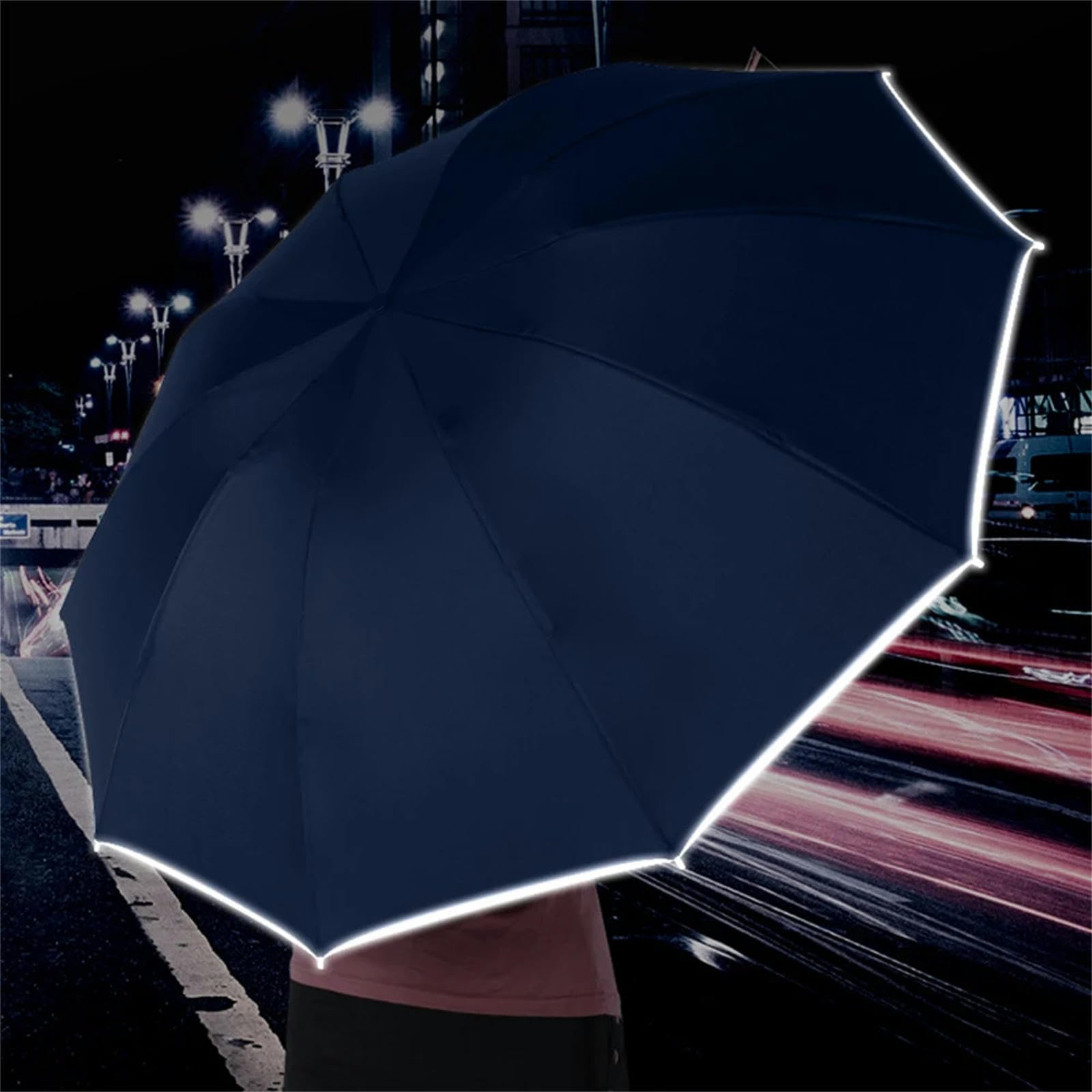 Ombrello Ombrello Da Viaggio Completamente Automatico Con Luce Led Con Ombrelli Uv Riflettenti Della Striscia