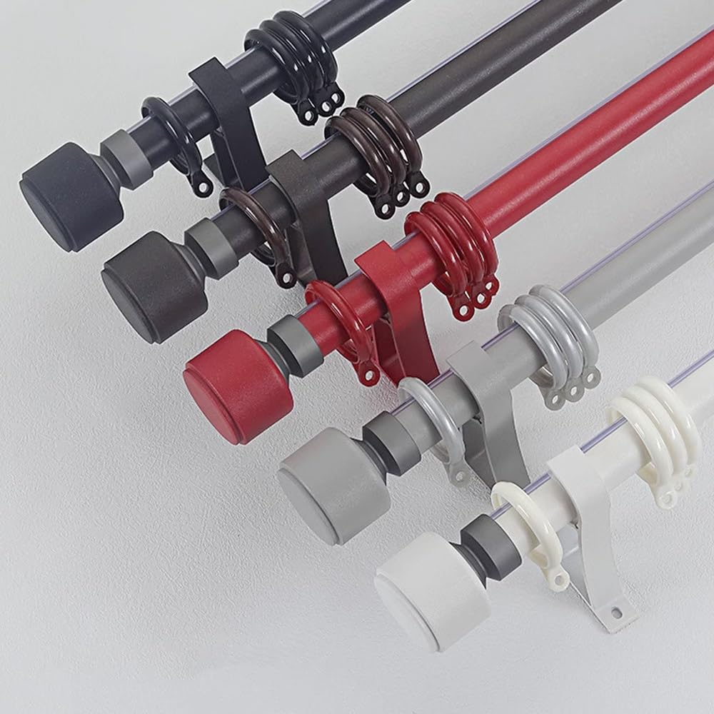 Generisch Vorhang Gardinenstange Belastbare Vorhangstangen-Set 1-läufig Vorhangstangen 100-300cm Aluminium-Legierung Vorhangschiene(Schwarz,1.7m)