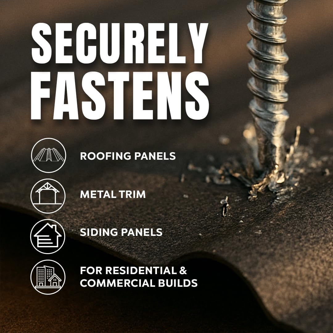 Metal Depot Orange Rustic Red Wood Screw #10 x 1-1/2 Self-Tapping Roofing Fastener, EPDM Sealing Washer, 1/4 Hex Head, Corrosion Protection, 250-Piece Painted Carbon Steel Screws