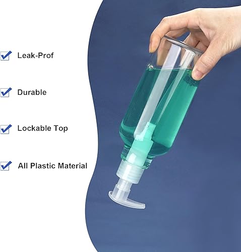 Miniatura 3 de Dispensador de jabón de plástico, botellas vacías de 16.9 onzas, paquete de 2 botellas de jabón líquido recargables con bomba a prueba de fugas para