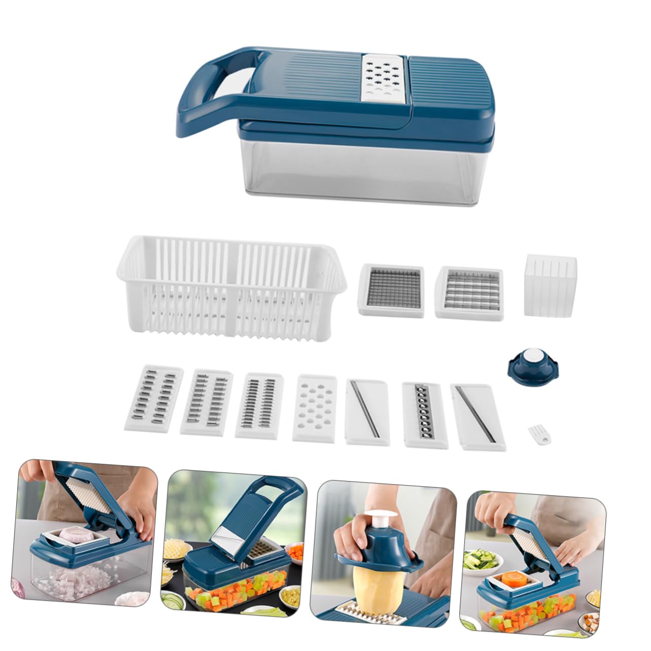 LIFKOME Tagliaverdure Multifunzione Manuale, Affetta e Taglia a Julienne, in Plastica e Acciaio Inox, per Zucchine e Zucca,