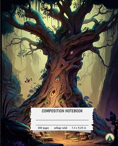 Composition Notebook 7.5x9.25 inches, 200 College Ruled Pages Cartoon-style Nature Scenery Collection For School, College, Office, Sketching,