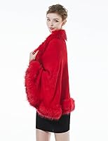 Vista 34 de BEAUTELICATE Chal de piel sintética con gancho para novia, boda de invierno Negro