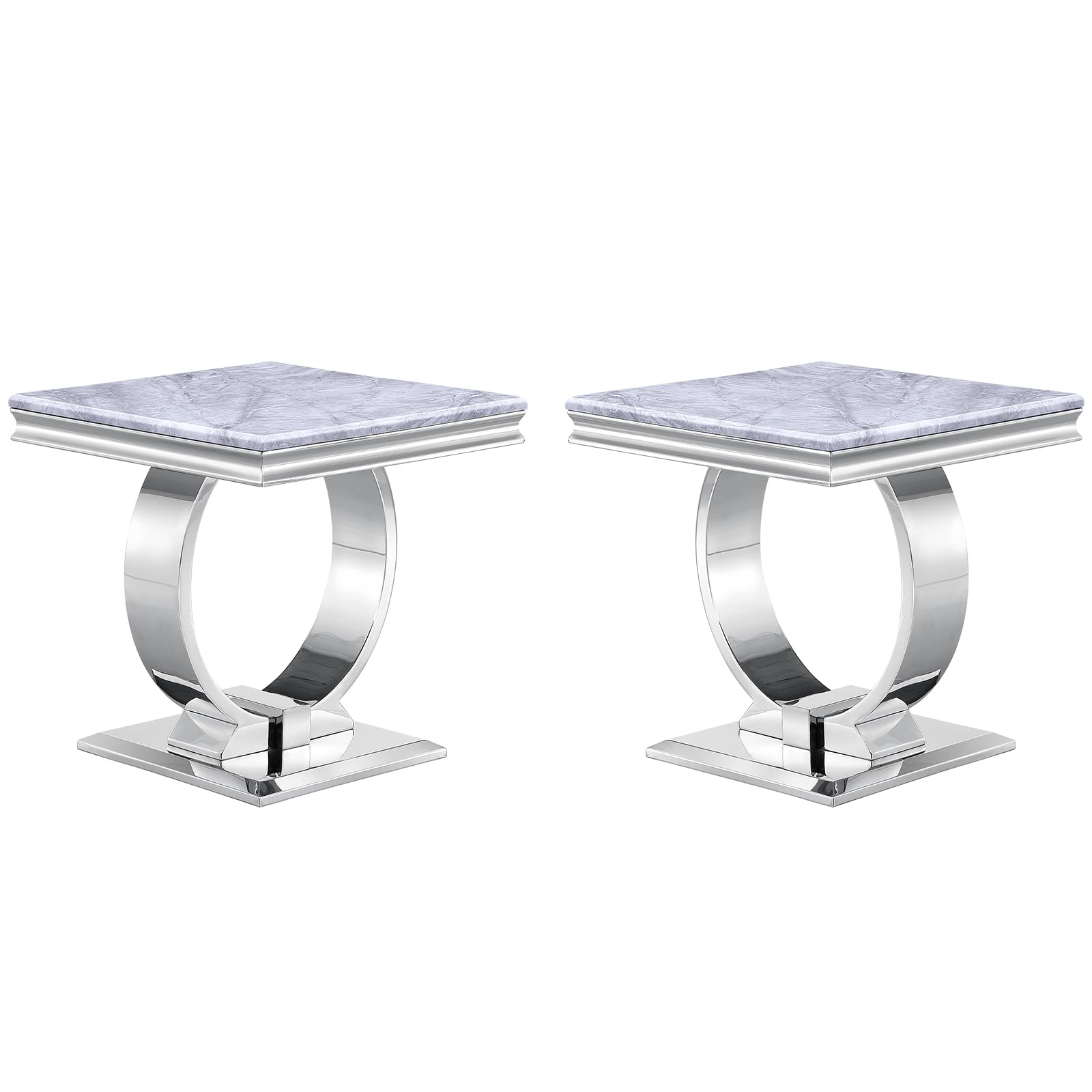 Amazon.com: ACEDÉCOR Silver End Table Set of 2, Modern Square Grey