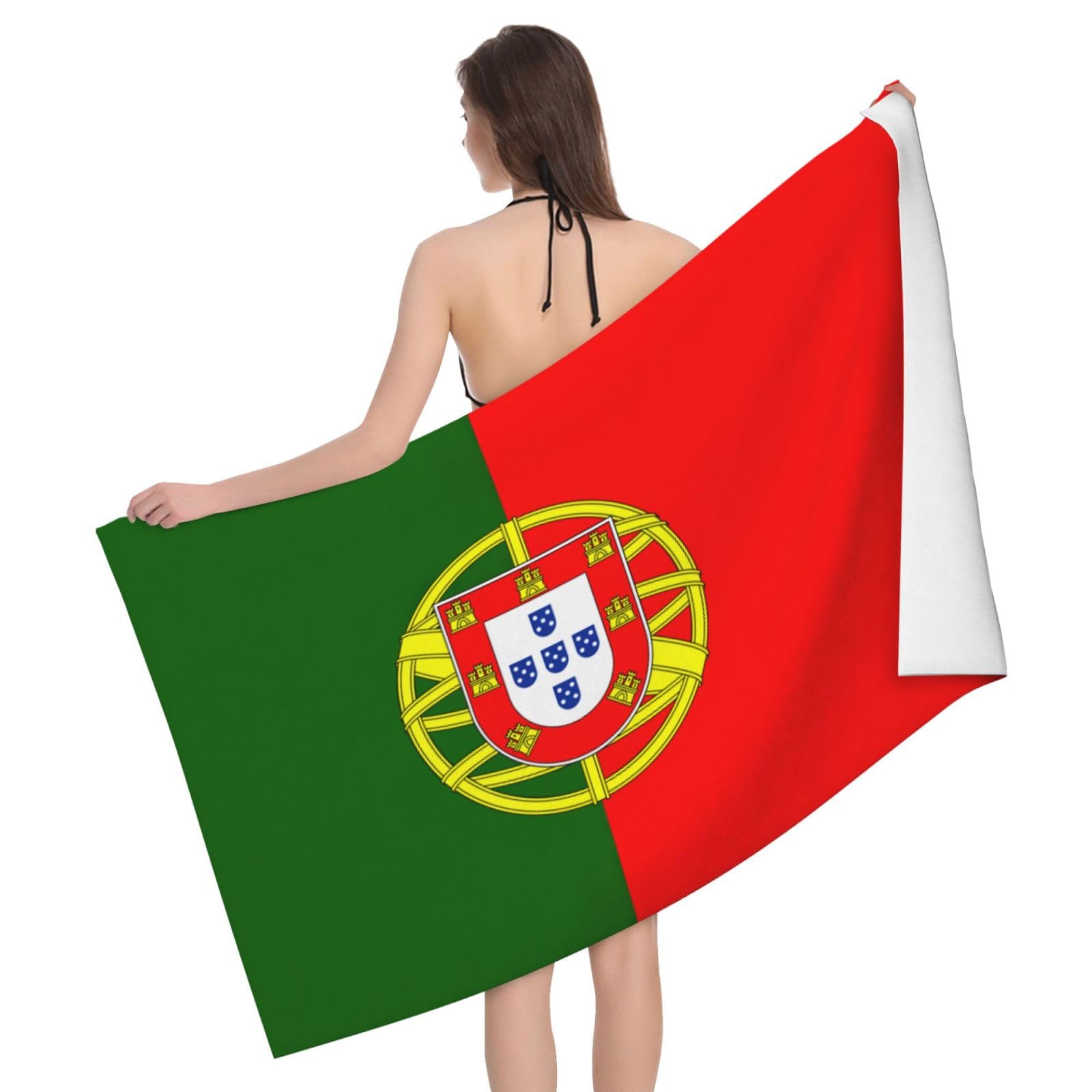 Portugalska flaga nadruk dorośli ponadwymiarowe ręczniki kąpielowe plażowe szybkoschnące miękkie lekkie prezent podróżny