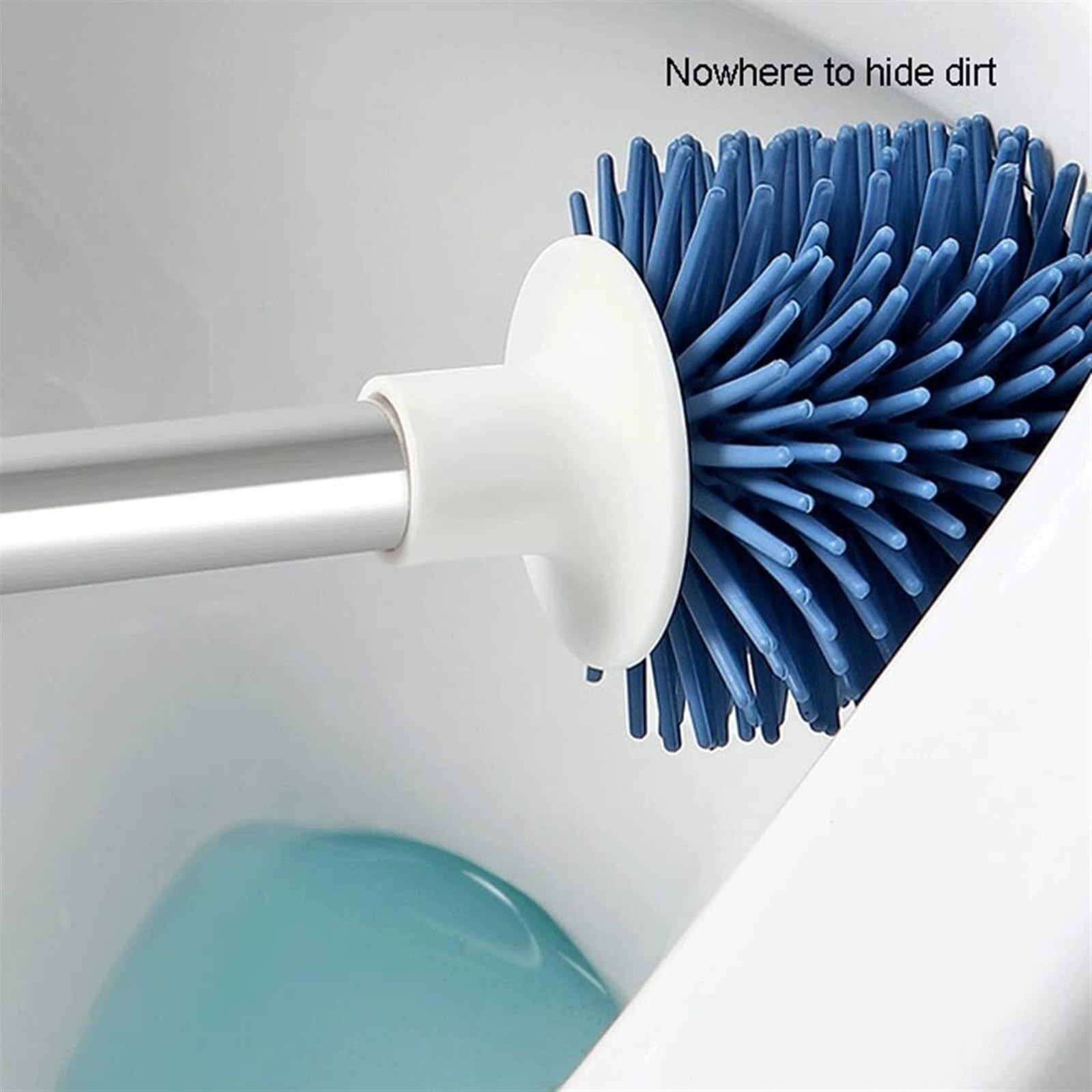 Cepillos de Inodoro con cerdas de Silicona, para Inodoro de Pared, de pie, para baño (Azul, 14 x 10,5 x 45 cm)