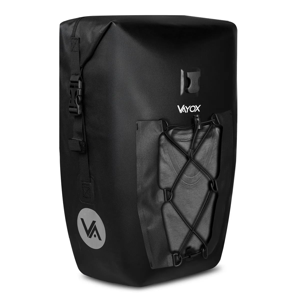 VAYOX 27L fahrradtasche Wasserdicht Roll-Top Gepäckträgertasche TPU Klipp Ergänzt fahrradtaschen für gepäckträger und satteltaschen für Fahrrad. Bungee-Kordel, 3-Punkt-Halterung, Reflektor