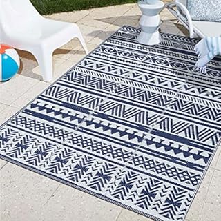 Famibay Outdoor Rugs Reversible Recycled Plastic Straw Rug RV Patio Mat Lightweight Camping Rug Portable Floor Mat Area Rug for Indoor Balcony Deck Backyard Front Porch Picnic Beach Trailer