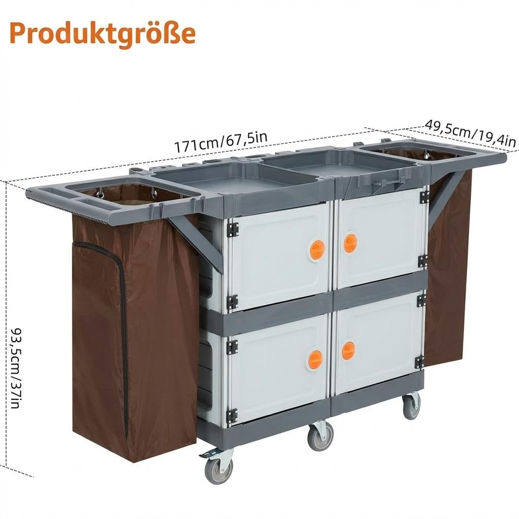 Garveelife Gewerbe Reinigungswagen Hotel Housekeeping Putzwagen mit Schrank