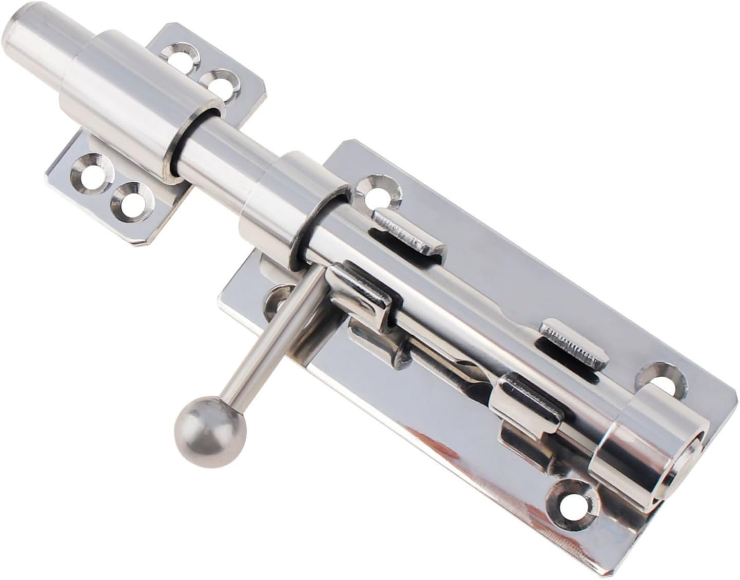 Sliding Bolt Gate Latch, 6.3 Inch 304 Stainless Steel Barrel Bolt Latch with 10 mm Padlock Hole, 14 mm Bolt Heavy Duty Silver Door Latch Lock