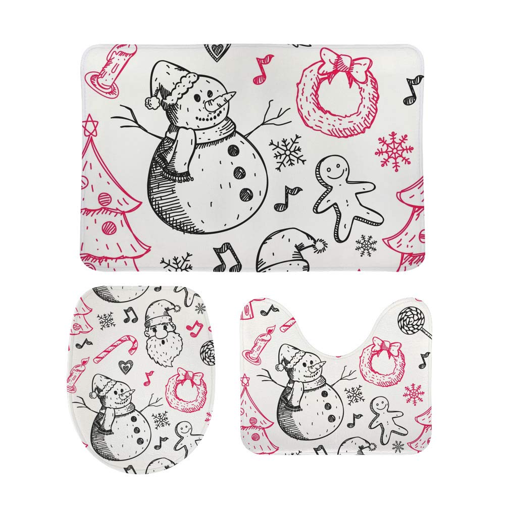 Tapis de bain ultra absorbants lot de 3 avec fond antidérapant de Noël