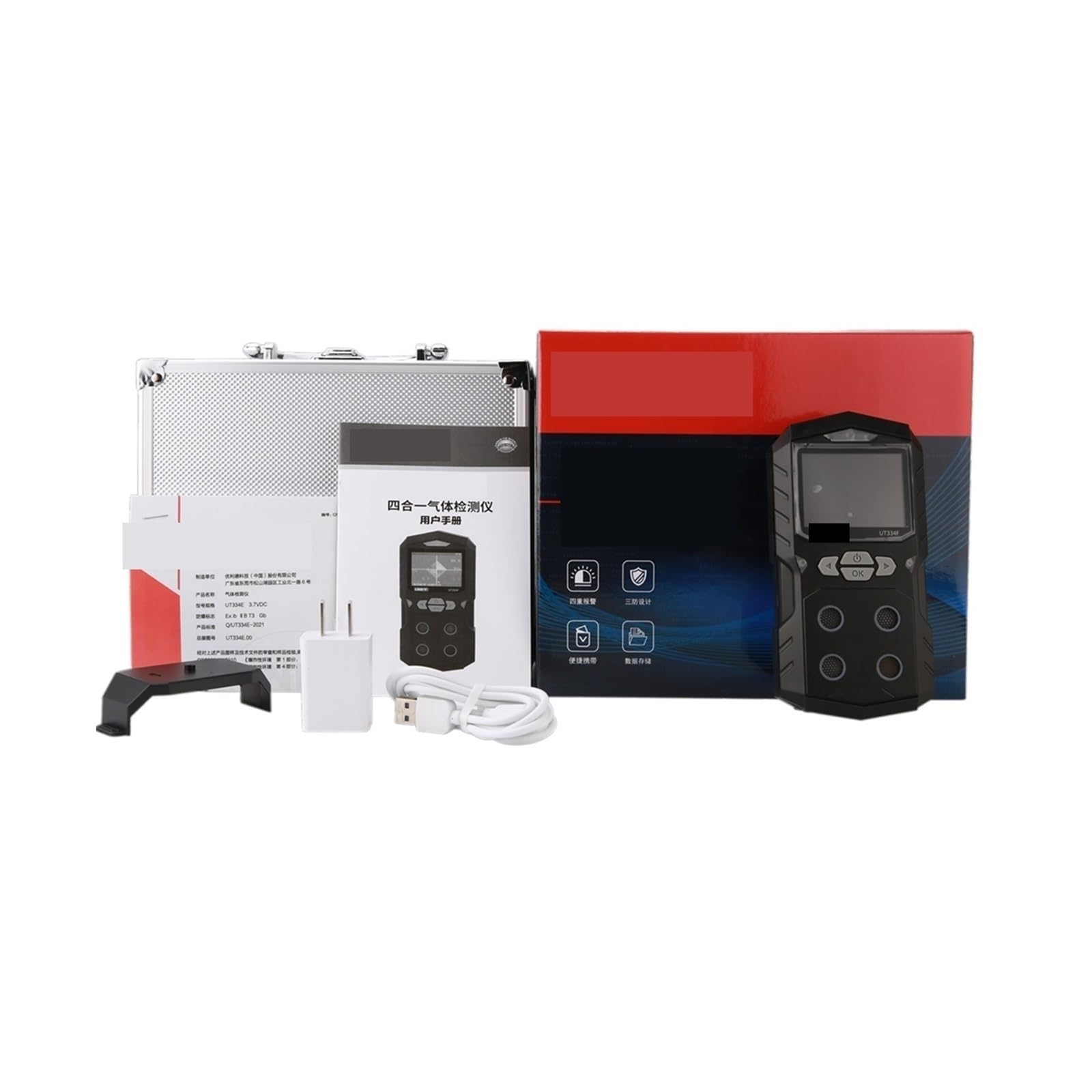 Detector de Gas, Detector de Gas Múltiple Medidor de Gas O2 H2S CO LEL 4 en 1 Sulfuro de hidrógeno de oxígeno Monóxido de carbono Detector de fugas de gas combustible para casa y autocaravana (334F)