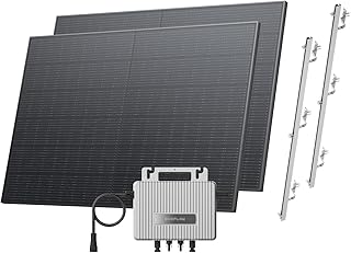 ECOFLOW STREAM Balkonkraftwerk mit Halterung (Dach) 0% VAT, 800 W Mikrowechselrichter, 2 × 400 W PV Solarpanels, WLAN & App-Steuerung für Schrägdach