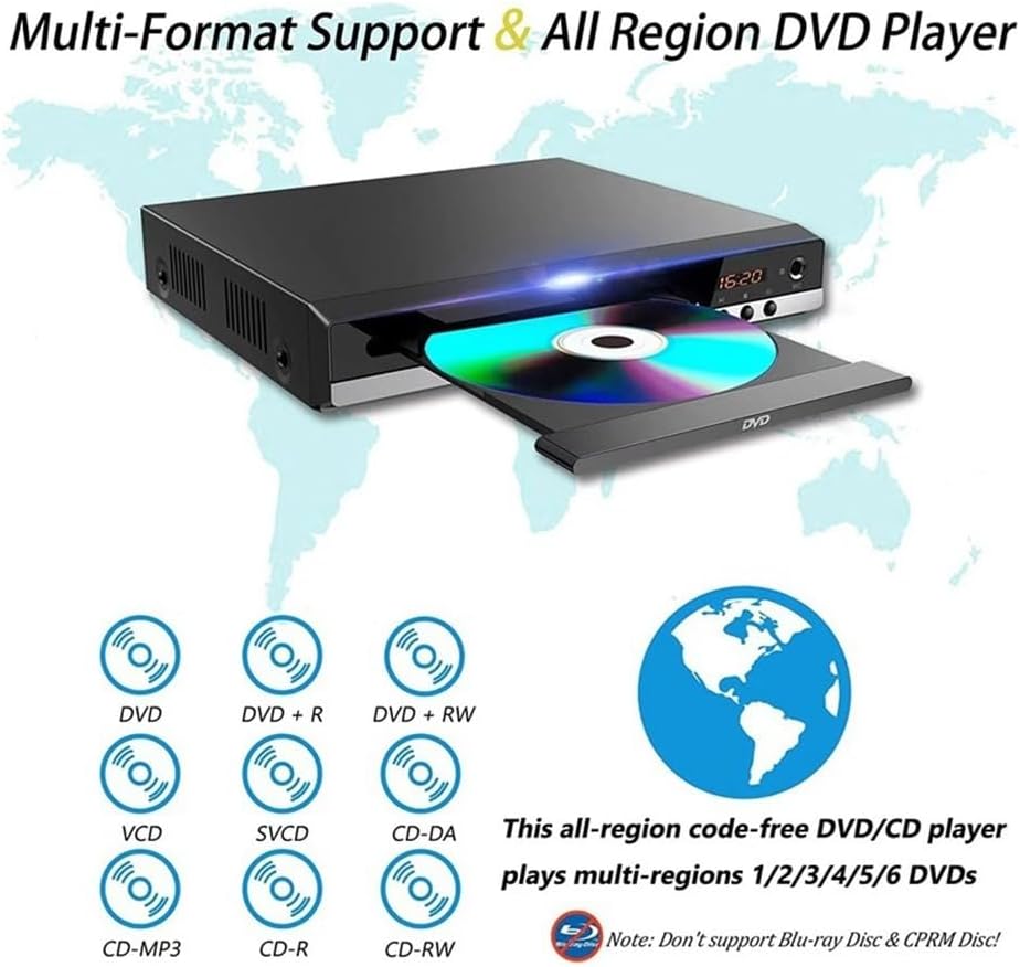 DVD Player High-Defination 1080P Home DVD Player Box for TV DVD229 HD DVD Player CD-Discs Player AV Output MIC-Port US Plug