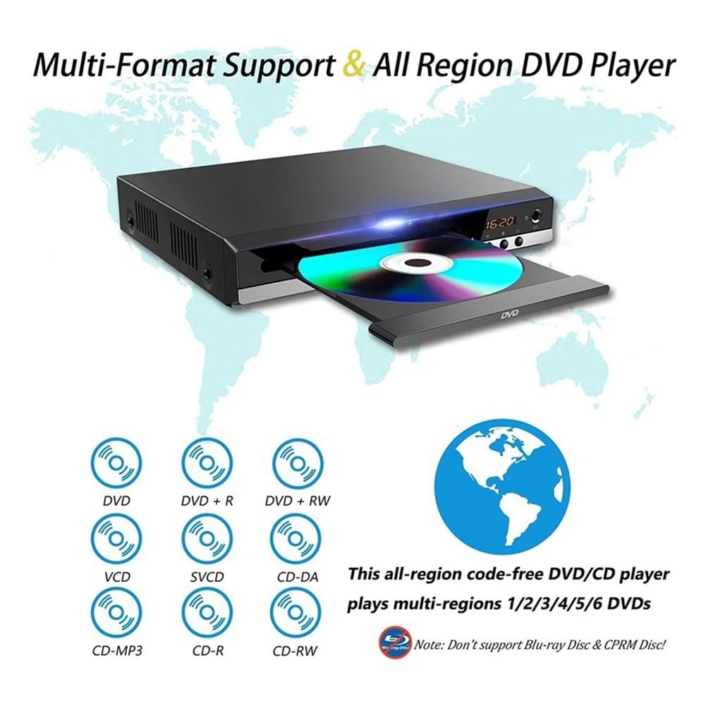 Lecteur DVD Haute Définition 1080P Lecteur DVD Domestique DVD229 HD Lecteur DVD Boîte pour TV Lecteur de Disques CD Sortie AV Port MIC Prise EU