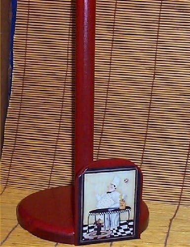Fat Chef Paper Towel Holder Red Wood Bistro Home Decor